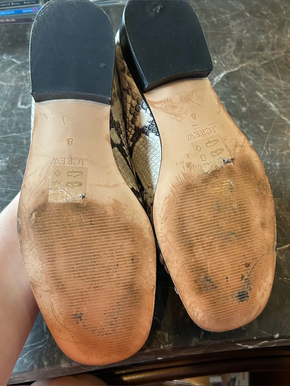 J. Crew Maison Ruched Loafers in Snake-Embossed Italian Leather Women’s Size 8